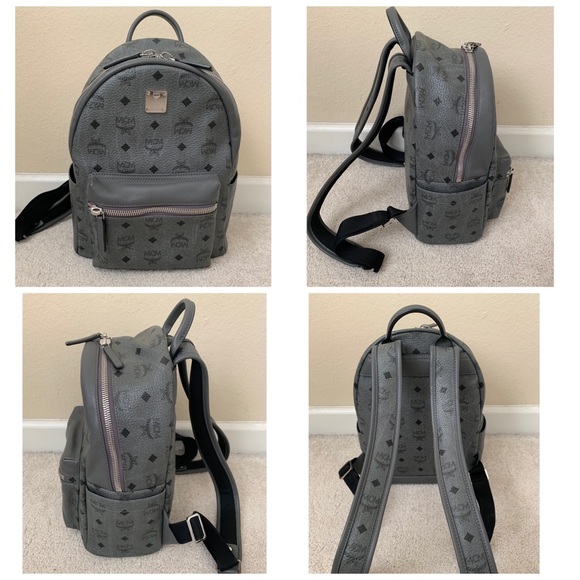 MCM Backpack “Small Stark” Coated Canvas in Grey - Picture 3 of 6